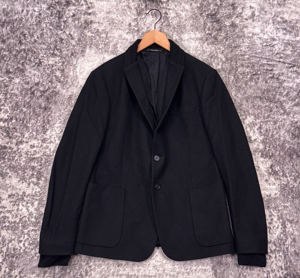Z Zegna Blazer 42 R Mens Slim Fit Black Wool Patch Pocket Shawl Collar Layered